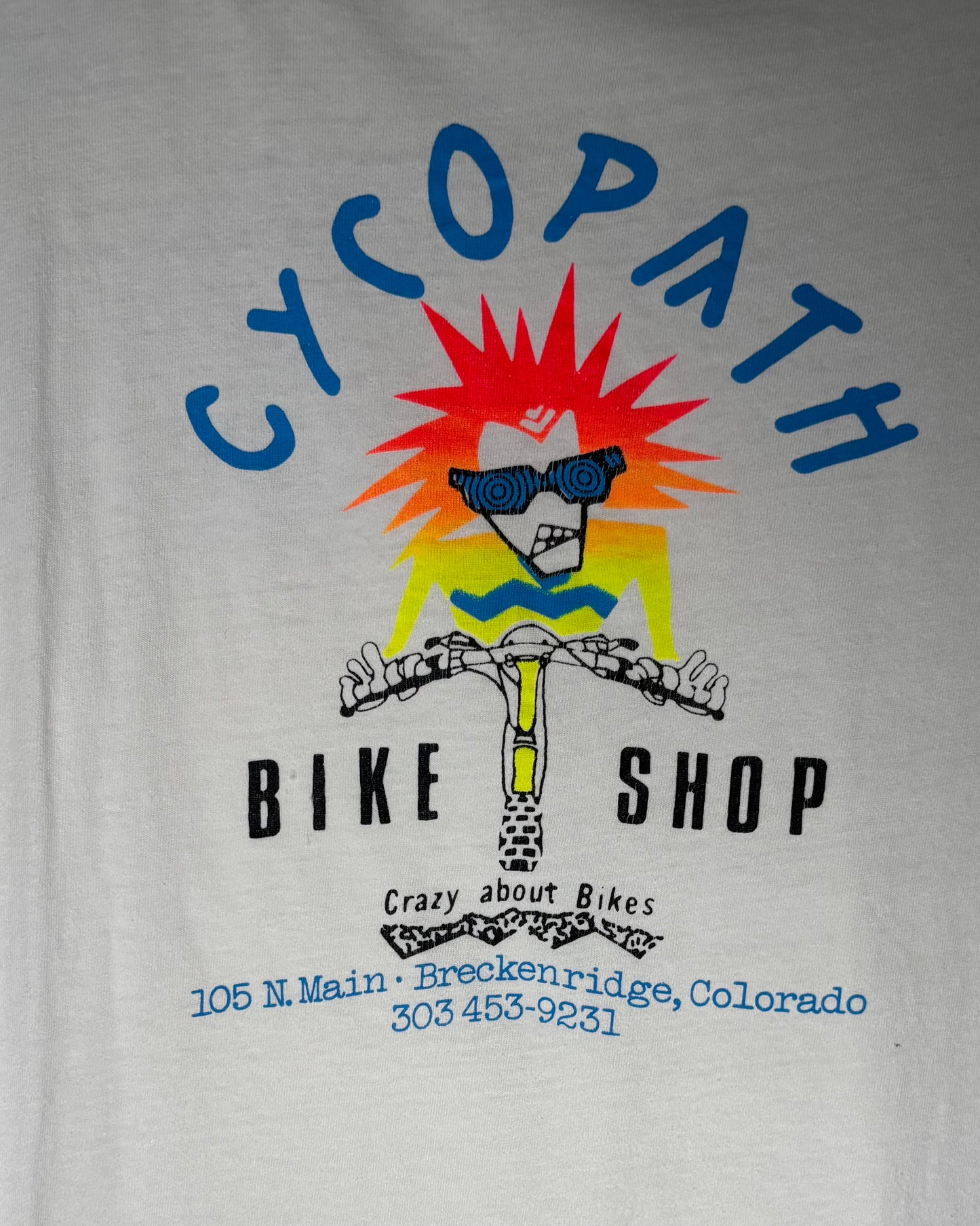 90s USA Made〈Hanes〉CYCOPATH BIKE SHOP Double-Sided Print T-Shirt