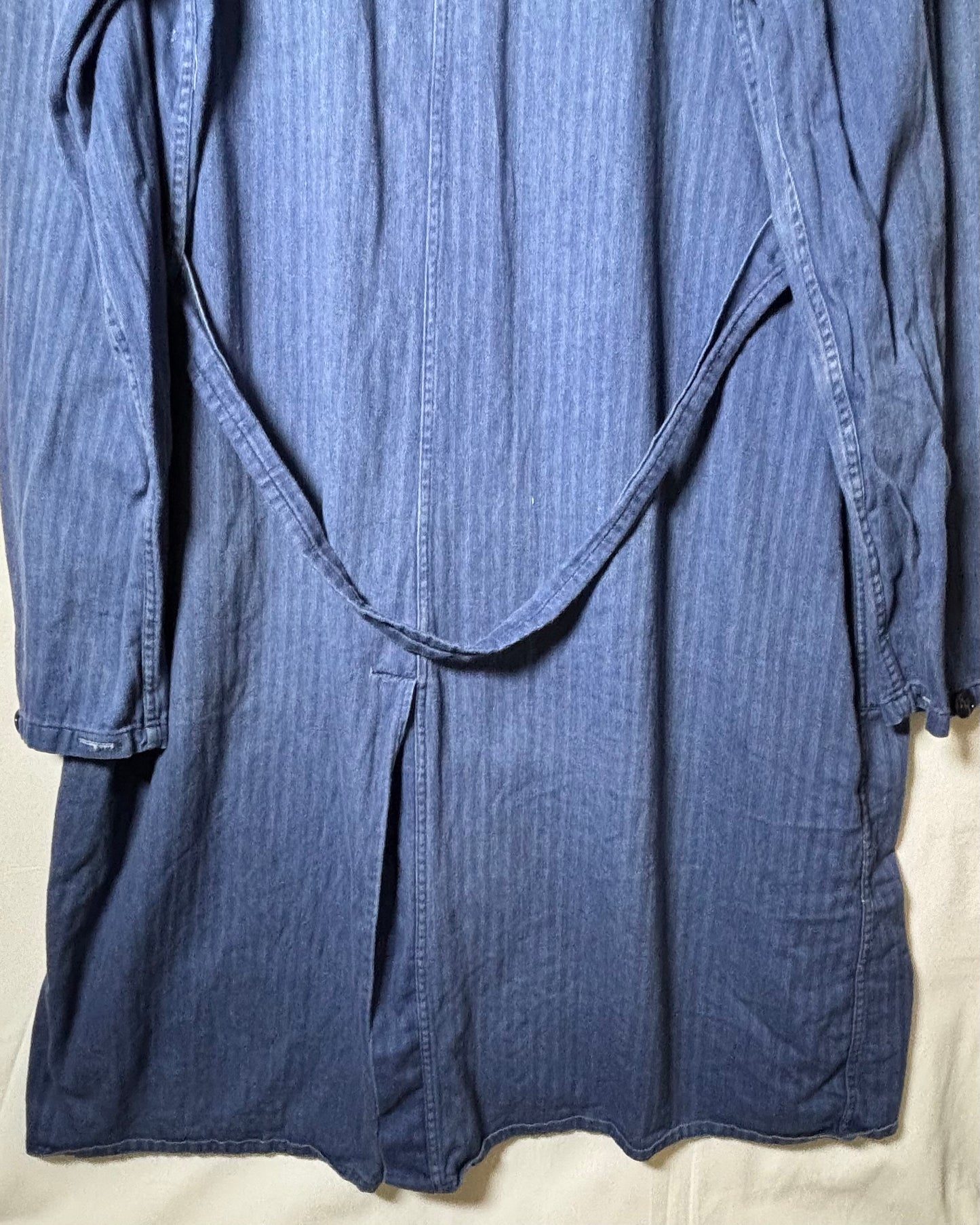 French Style Herringbone Denim Shop Coat