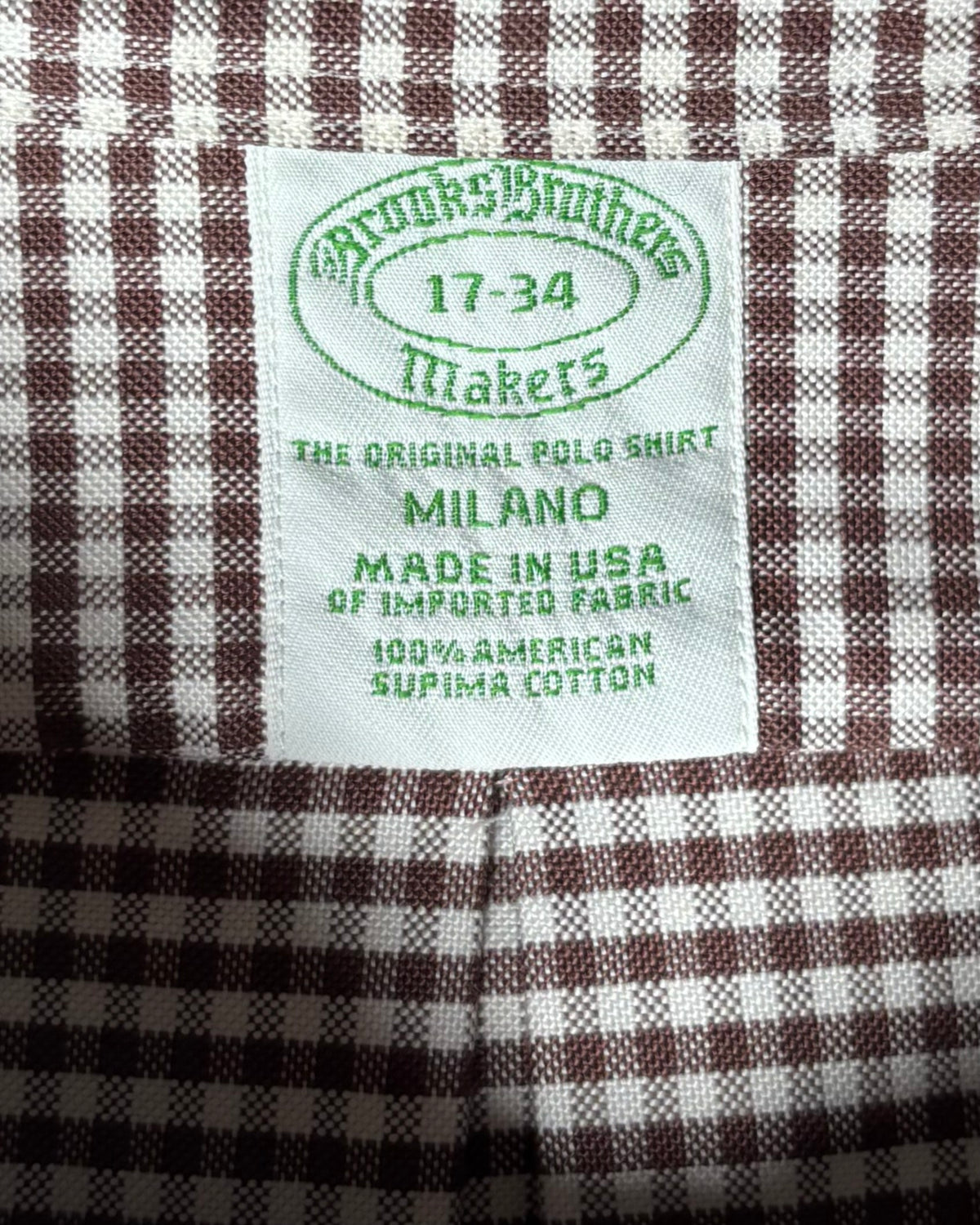 〈Brooks Brothers〉 Makers Milano Gingham Button-Down Shirt Made in USA
