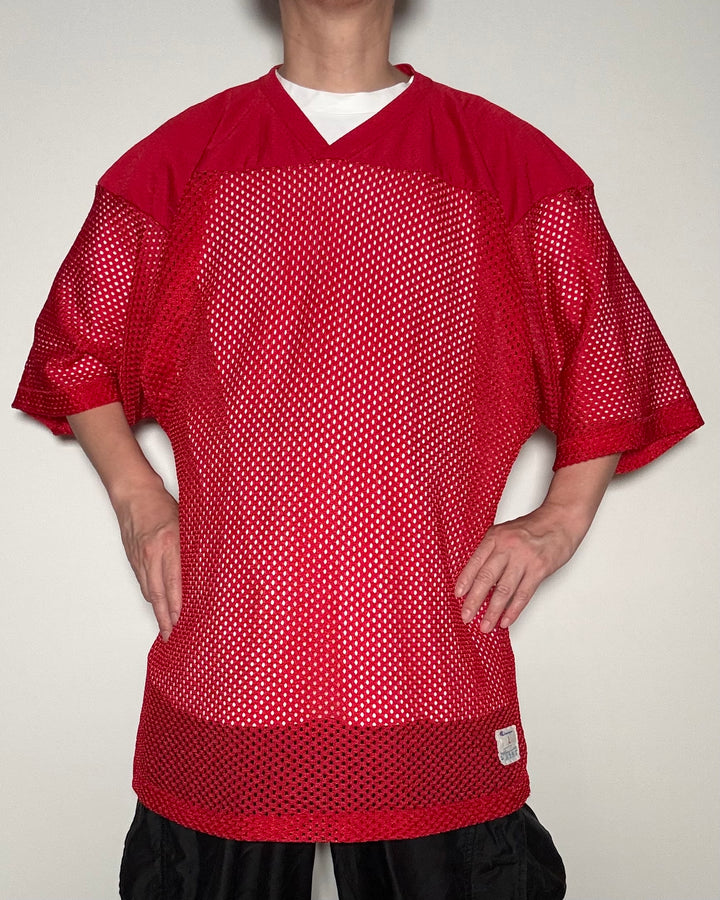〈Champion〉Vintage USA-Made Red Mesh Football Jersey