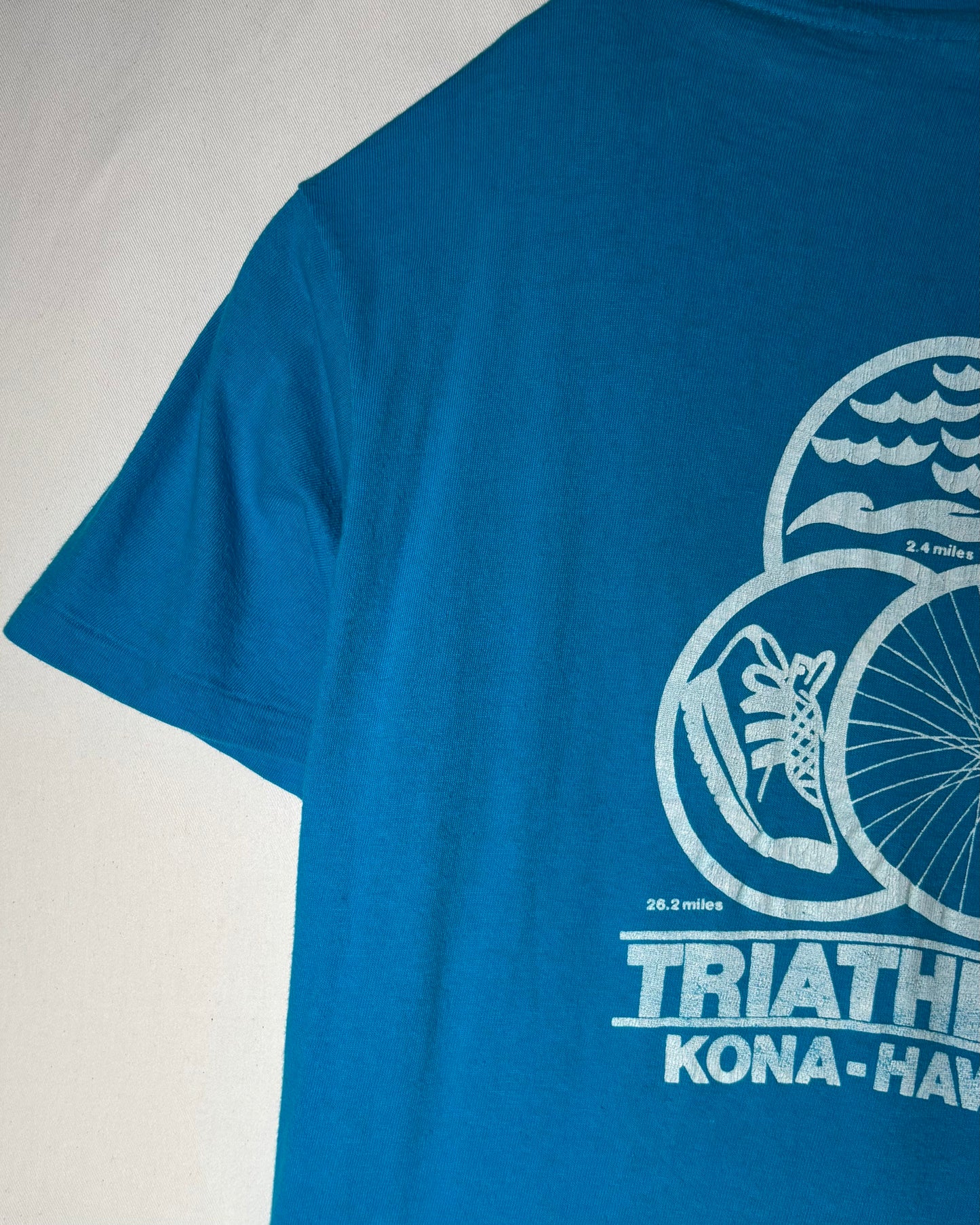 80s USA Made <Hanes> Kona Hawaii Triathlon Double-Sided Print T-Shirt