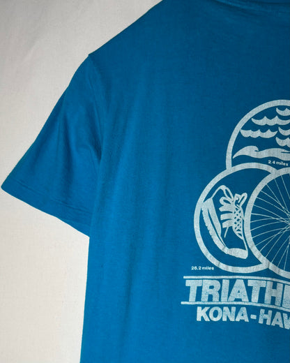 80s USA Made <Hanes> Kona Hawaii Triathlon Double-Sided Print T-Shirt