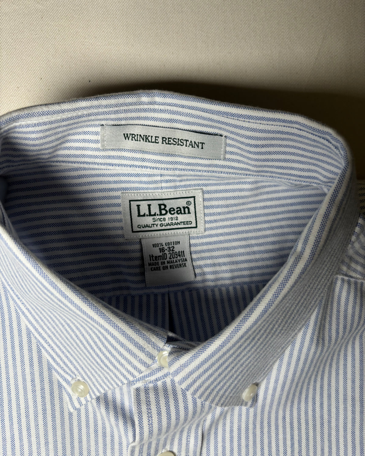 〈L.L.Bean〉 Striped Oxford Button Down Shirt Blue