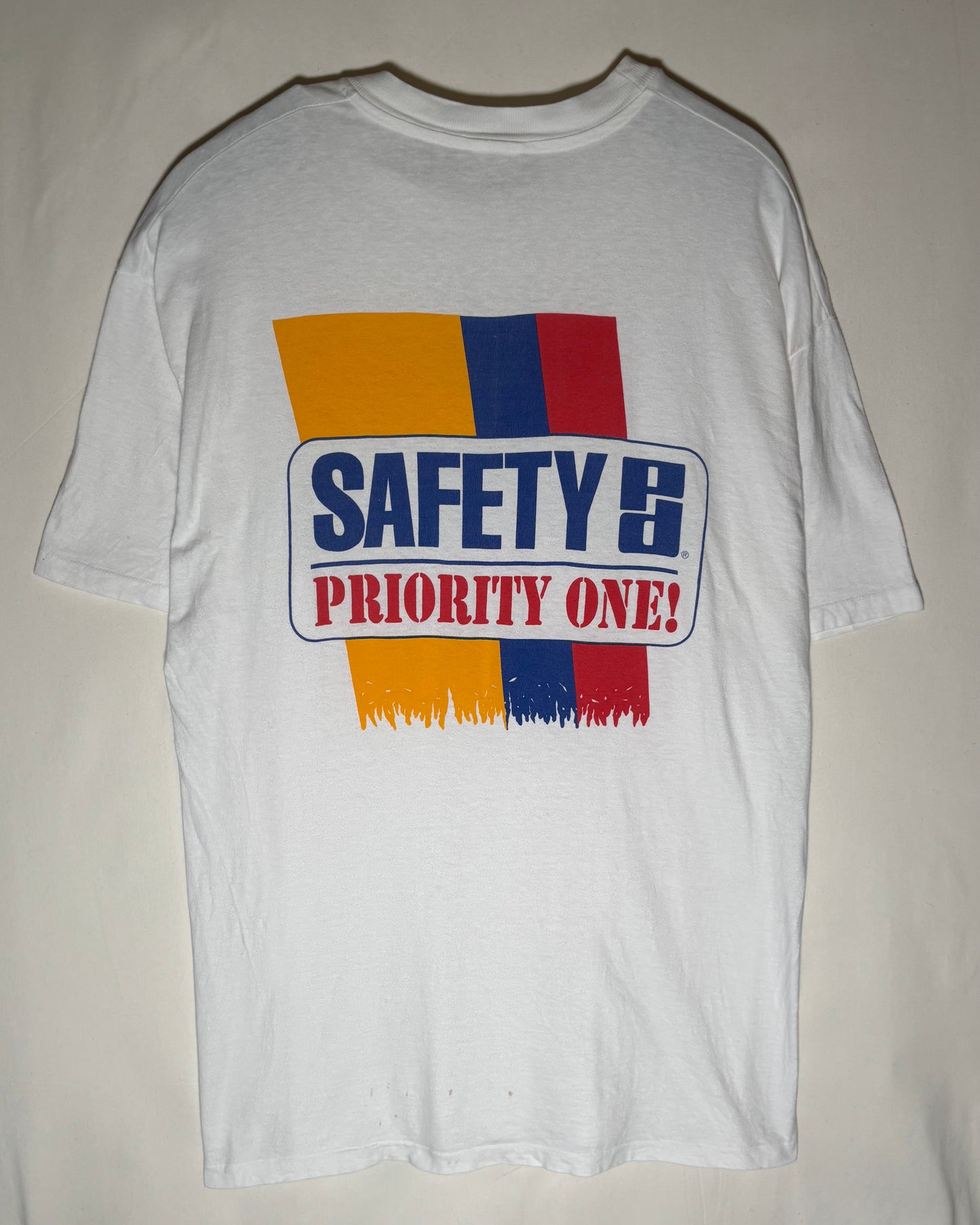 SAFETY PRIORITY ONE! Print T-Shirt / White