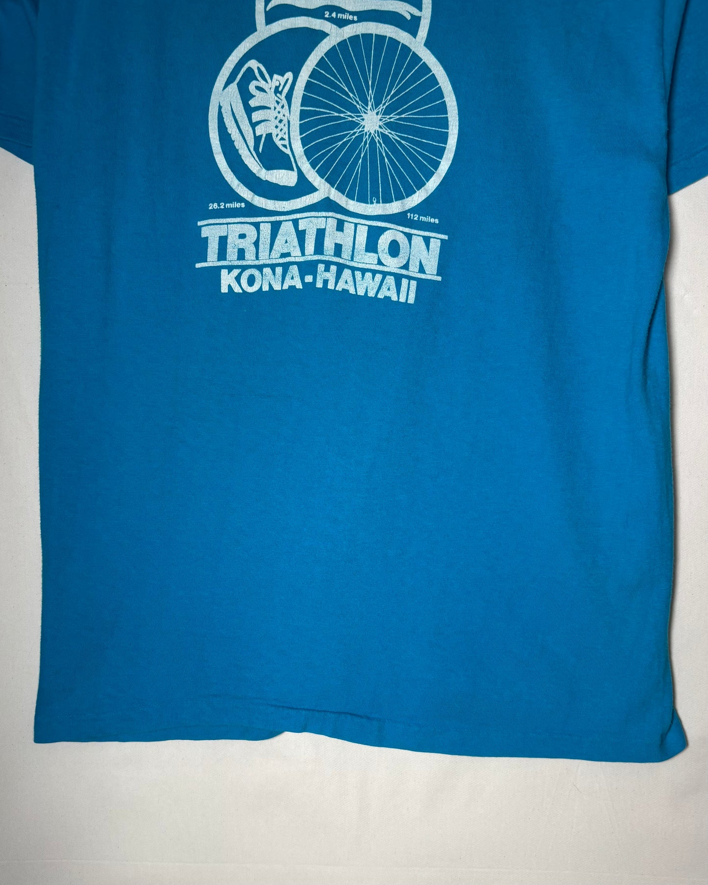 80s USA Made <Hanes> Kona Hawaii Triathlon Double-Sided Print T-Shirt