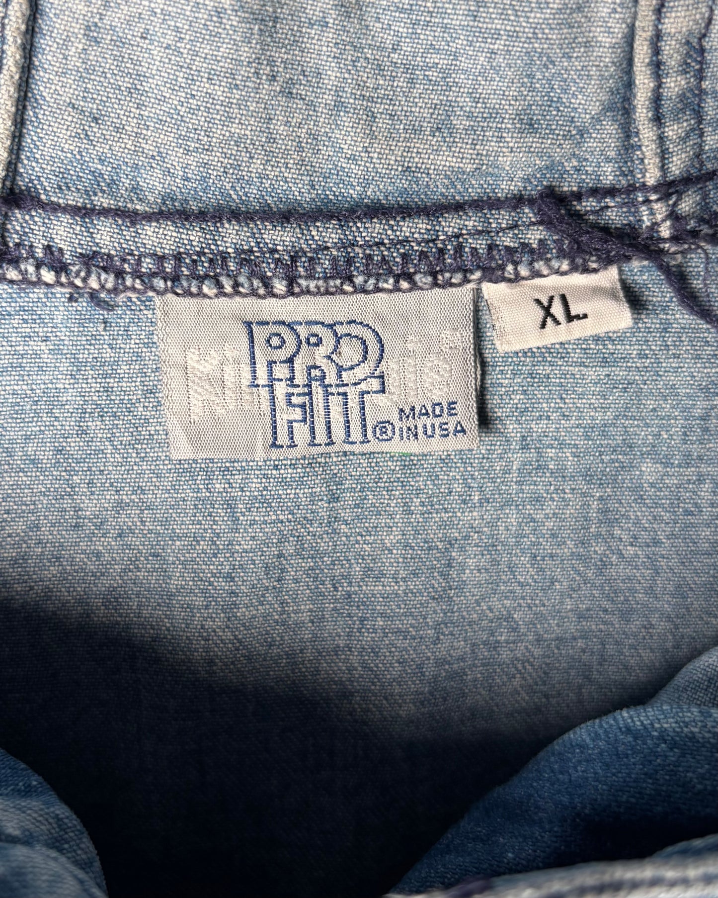 USA Made Denim Hooded Zip Jacket / XL