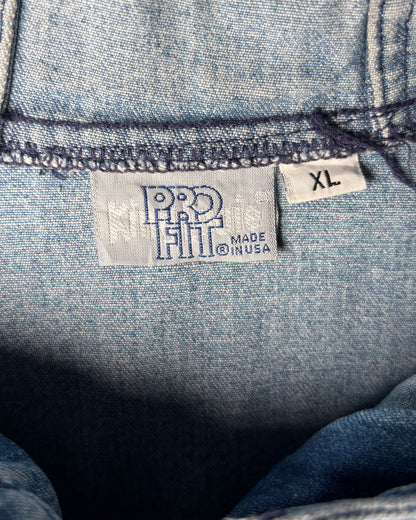 USA Made Denim Hooded Zip Jacket / XL