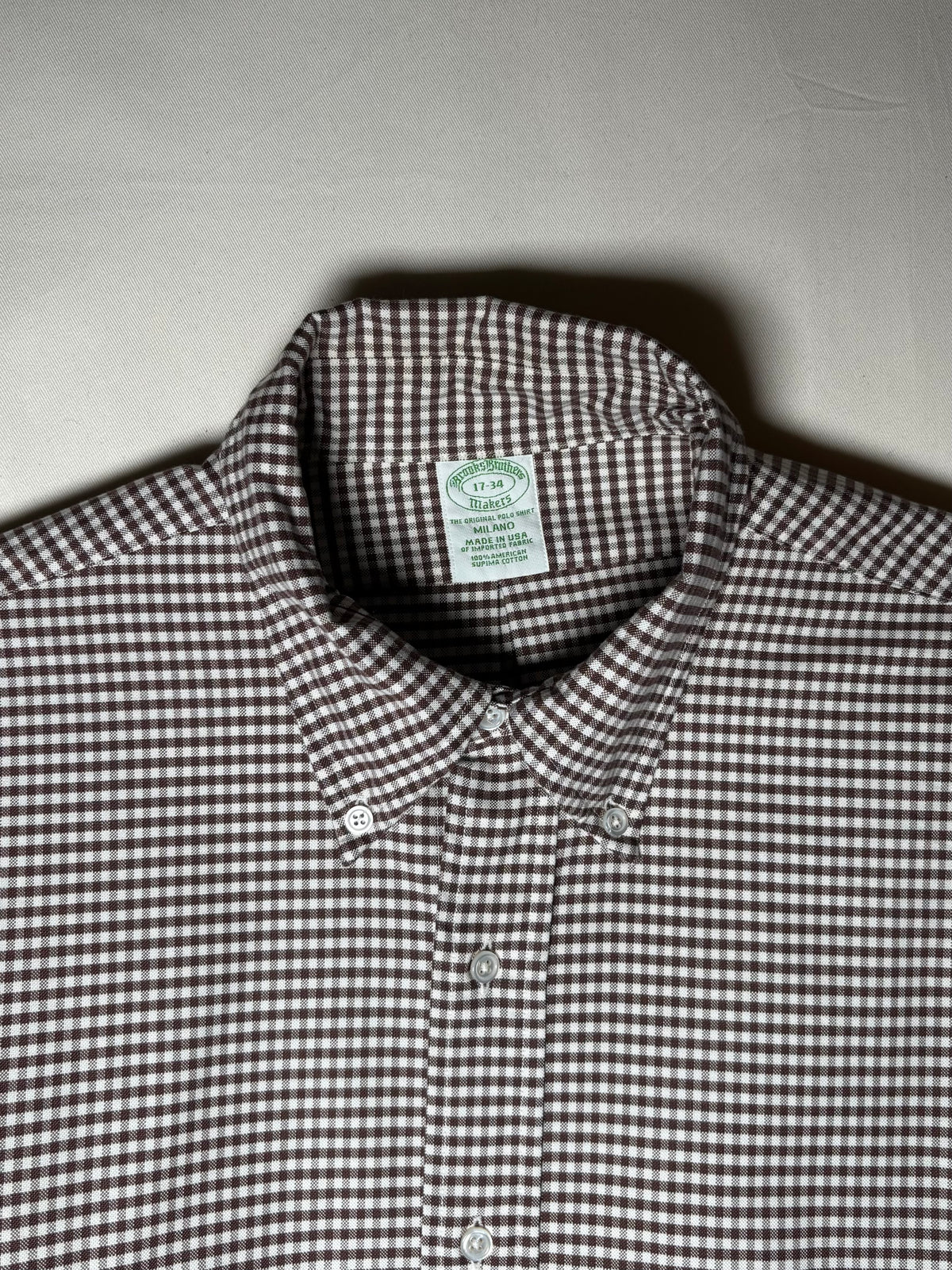 〈Brooks Brothers〉 Makers Milano Gingham Button-Down Shirt Made in USA