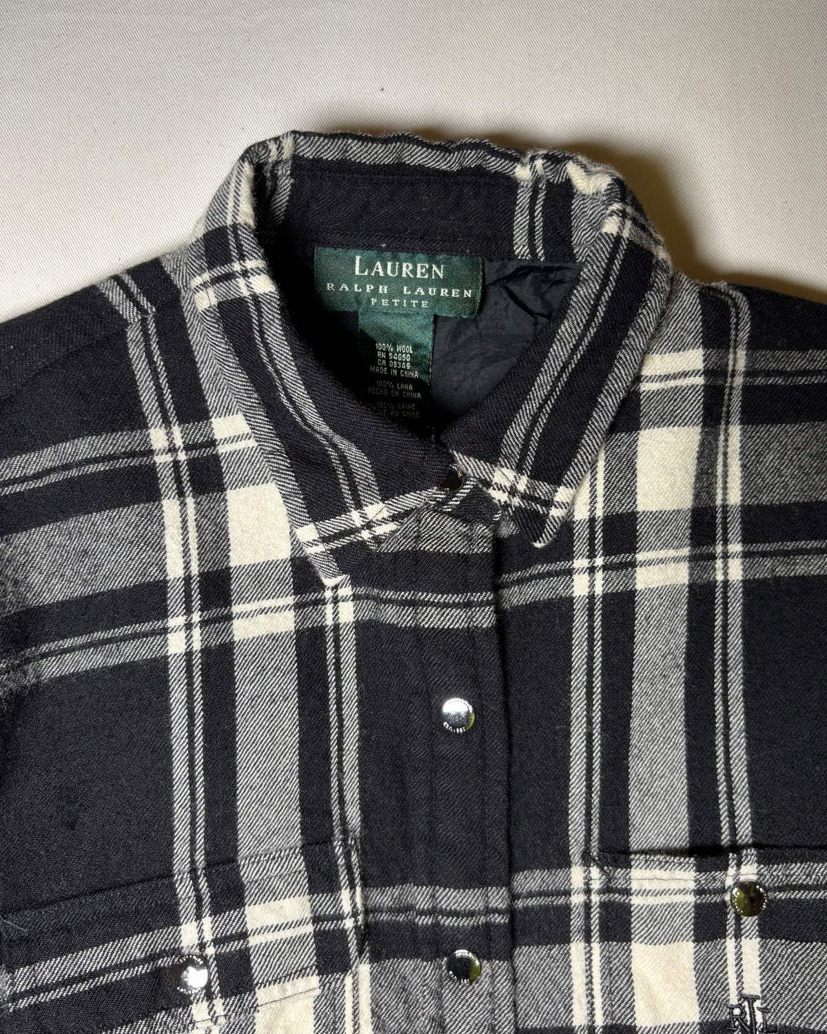 Lauren Ralph Lauren ブラック ウール チェック シャツジャケット 商品画像 2