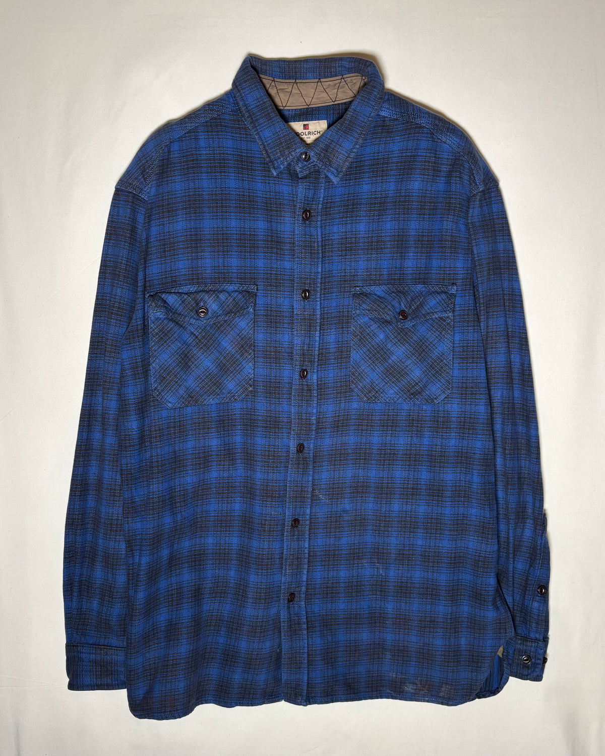 WOOLRICH ブルー チェック コットン ワークシャツ