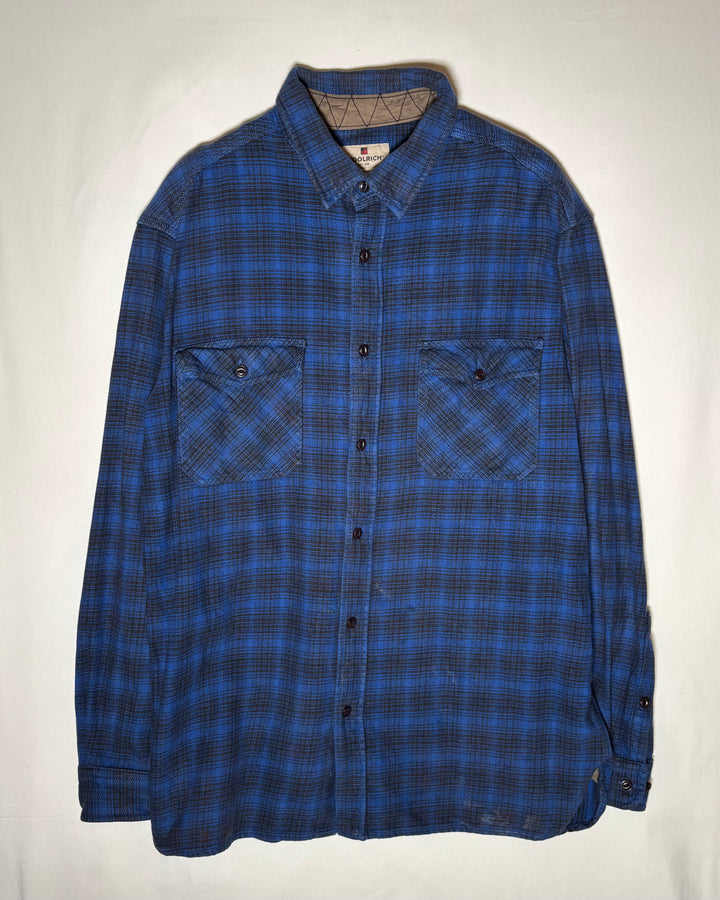 WOOLRICH ブルー チェック コットン ワークシャツ