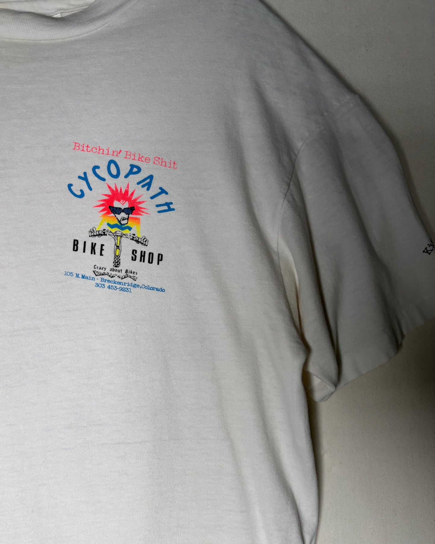 90s USA Made〈Hanes〉CYCOPATH BIKE SHOP Double-Sided Print T-Shirt