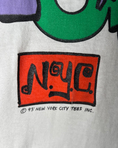 90s GREENWICH VILLAGE NYC Art Print T-Shirt Made in USA / White
