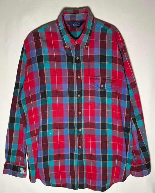 Woolrich レッド ティール チェック ボタンダウンシャツ
