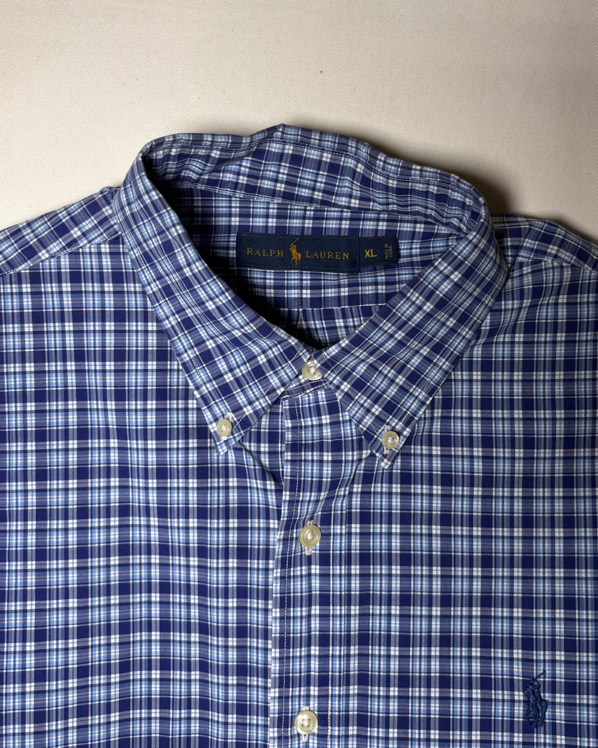Ralph Lauren ネイビー ブルー チェック ボタンダウンシャツ XL 商品画像 2