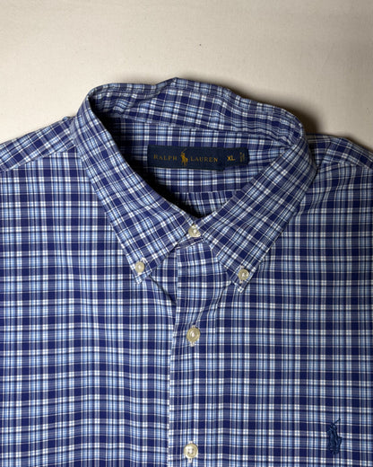 Ralph Lauren ネイビー ブルー チェック ボタンダウンシャツ XL 商品画像 2