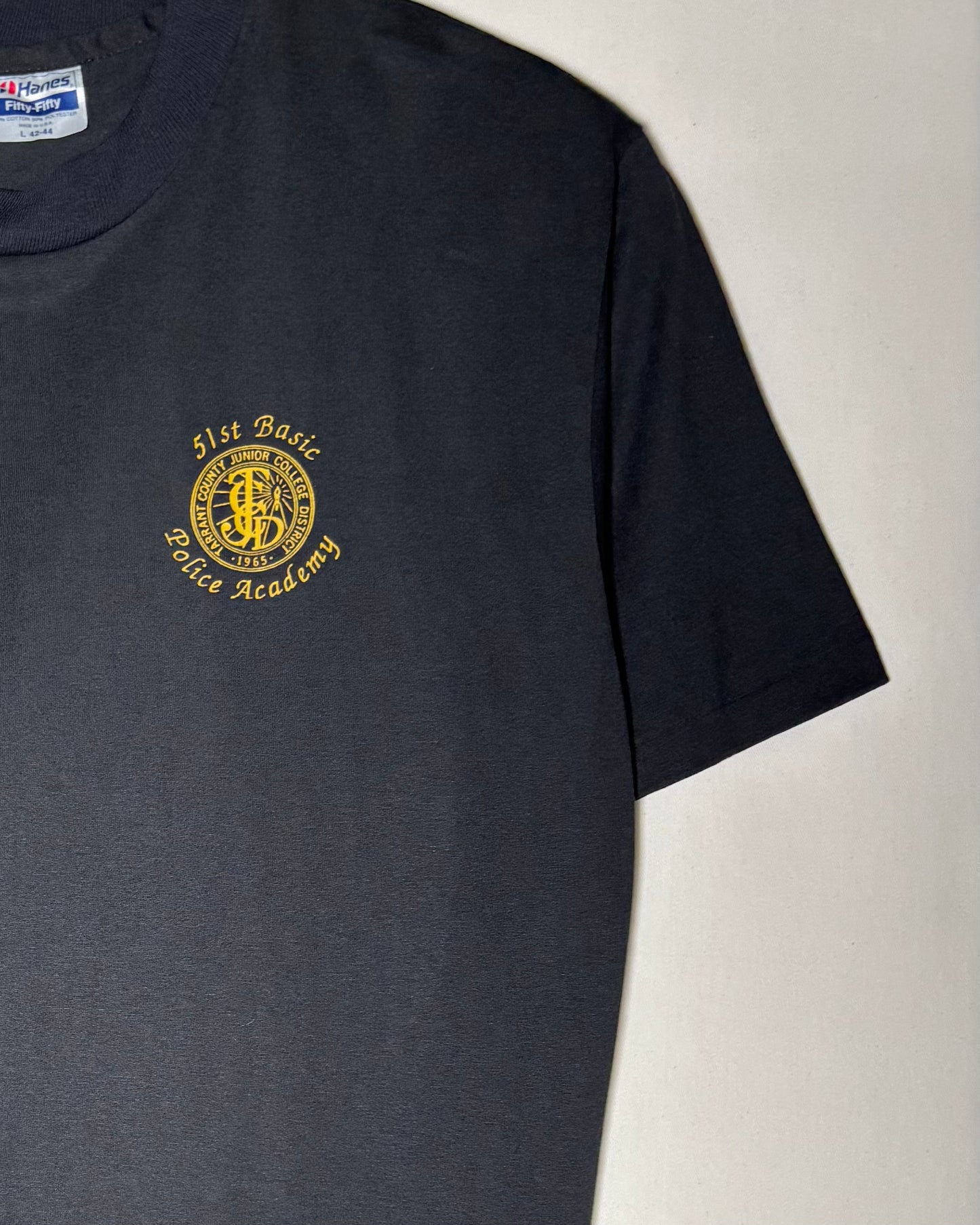 80s USA Made <Hanes Fifty-Fifty> 51st Basic Police Academy Print T-Shirt