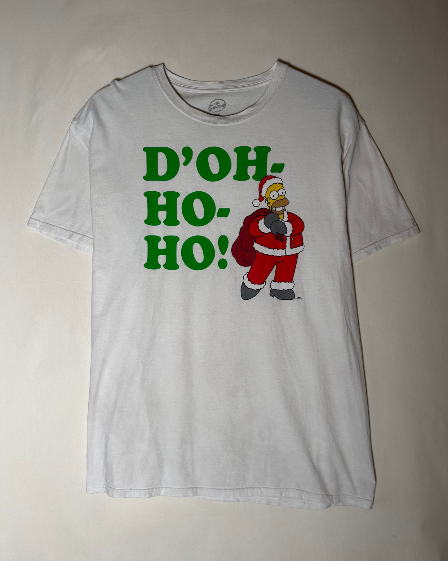 The Simpsons Homer Simpson “D’OH-HO-HO!” Christmas Print T-Shirt White