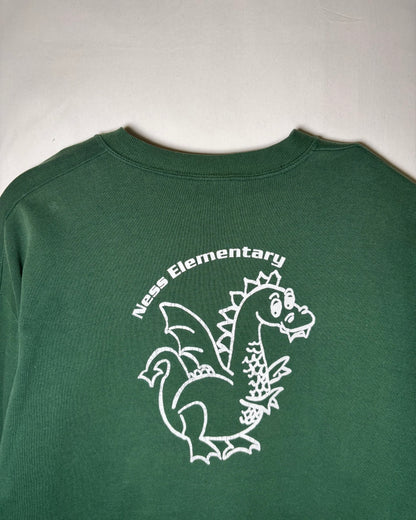 〈JERZEES〉 Ness Elementary Dragon Print Sweatshirt Made in USA