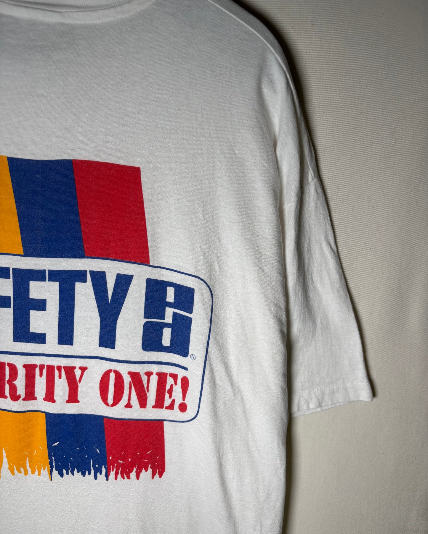 SAFETY PRIORITY ONE! Print T-Shirt / White