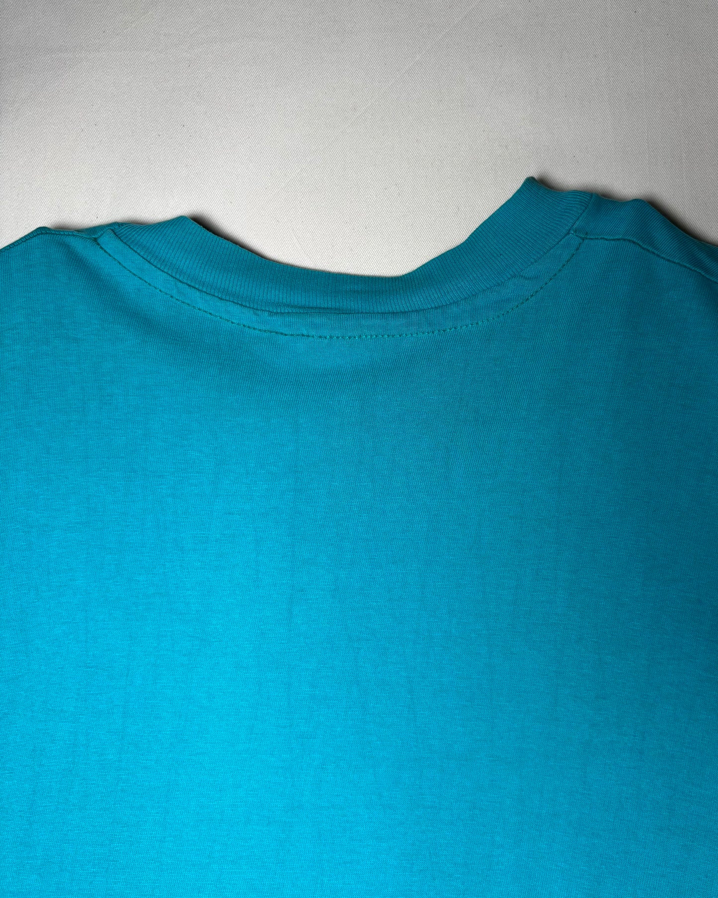 80s 〈Hanes〉 USA-Made The Woodworkers' Store Pocket T-Shirt - Turquoise Blue