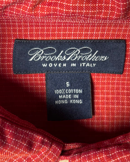 〈Brooks Brothers〉 Red Micro Check Button-Down Shirt Woven in Italy