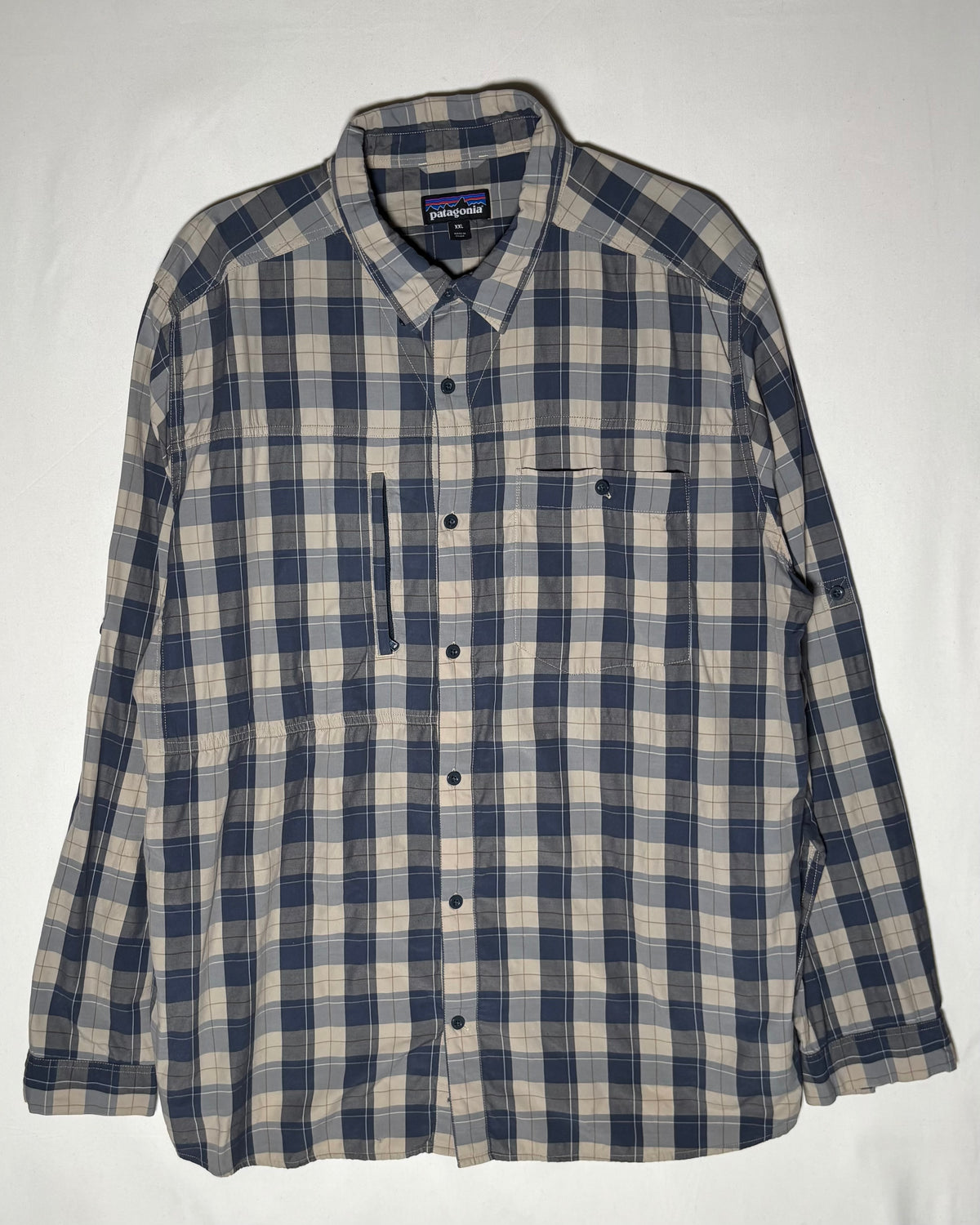 〈Patagonia〉 Plaid Utility Shirt Navy × Beige XXL