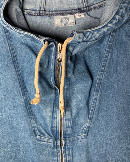 USA Made Denim Hooded Zip Jacket / XL