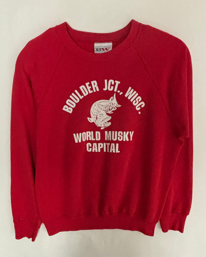 USA Made Musky Print Raglan Sweatshirt / Red