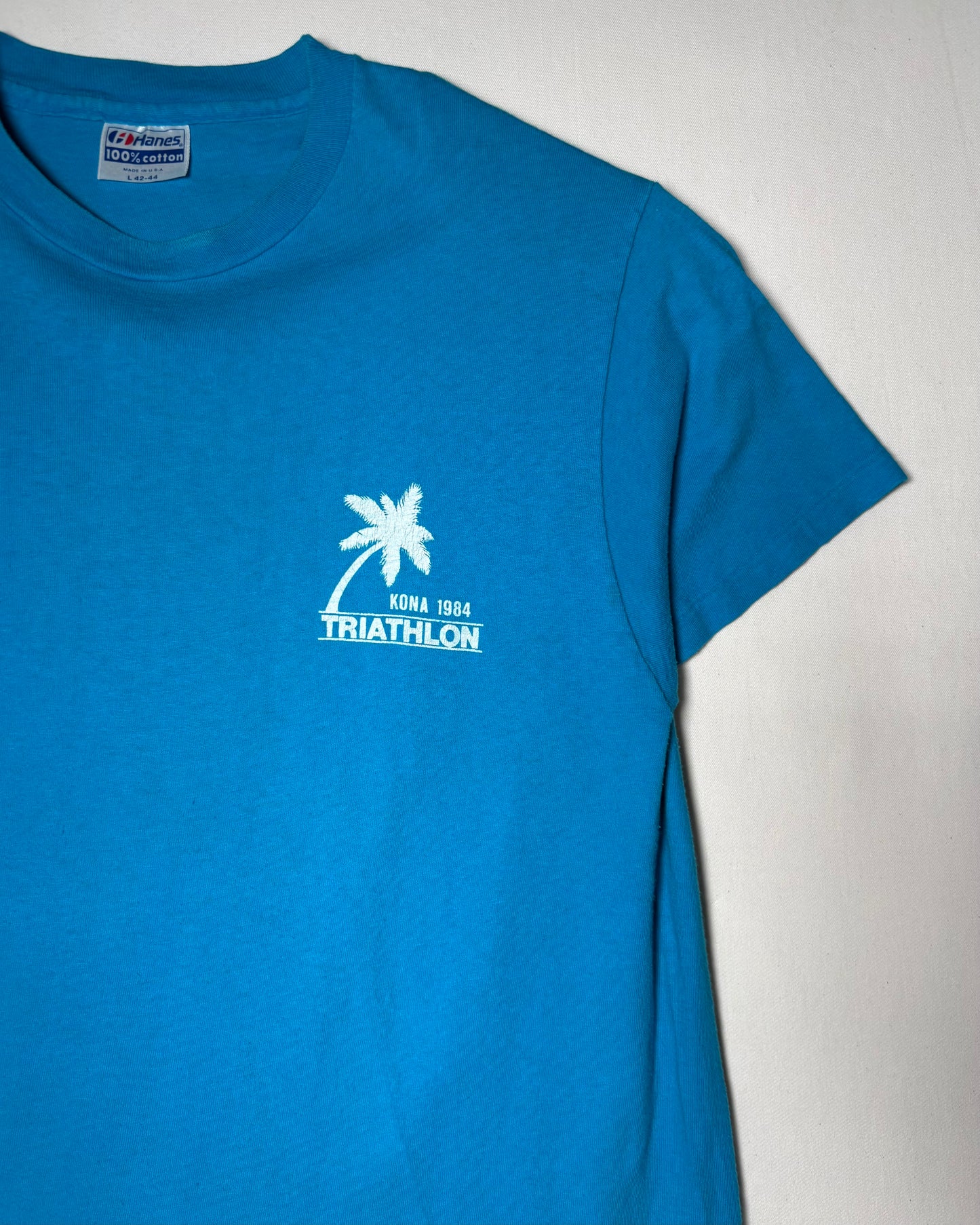 80s USA Made <Hanes> Kona Hawaii Triathlon Double-Sided Print T-Shirt