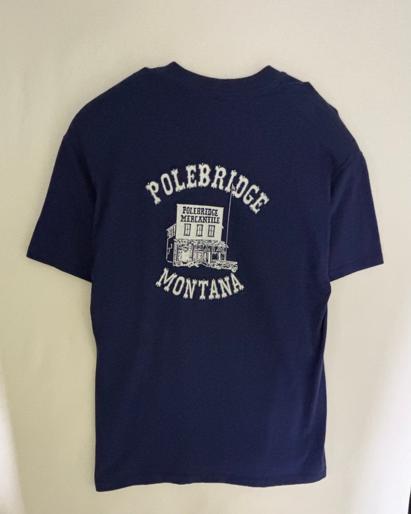 90s USA Made〈Hanes〉POLEBRIDGE MERCANTILE Souvenir Print T-Shirt