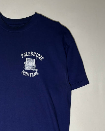 90s USA Made〈Hanes〉POLEBRIDGE MERCANTILE Souvenir Print T-Shirt