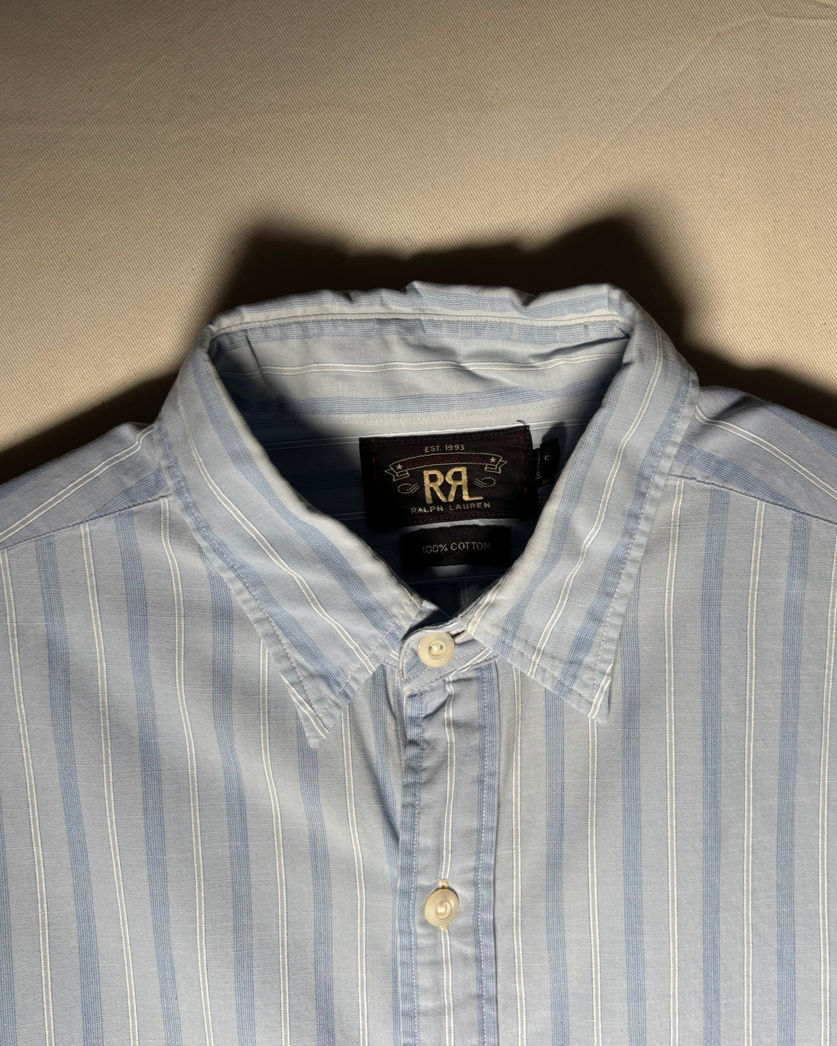 〈RRL Ralph Lauren〉 Striped Cotton Shirt Light Blue Size S
