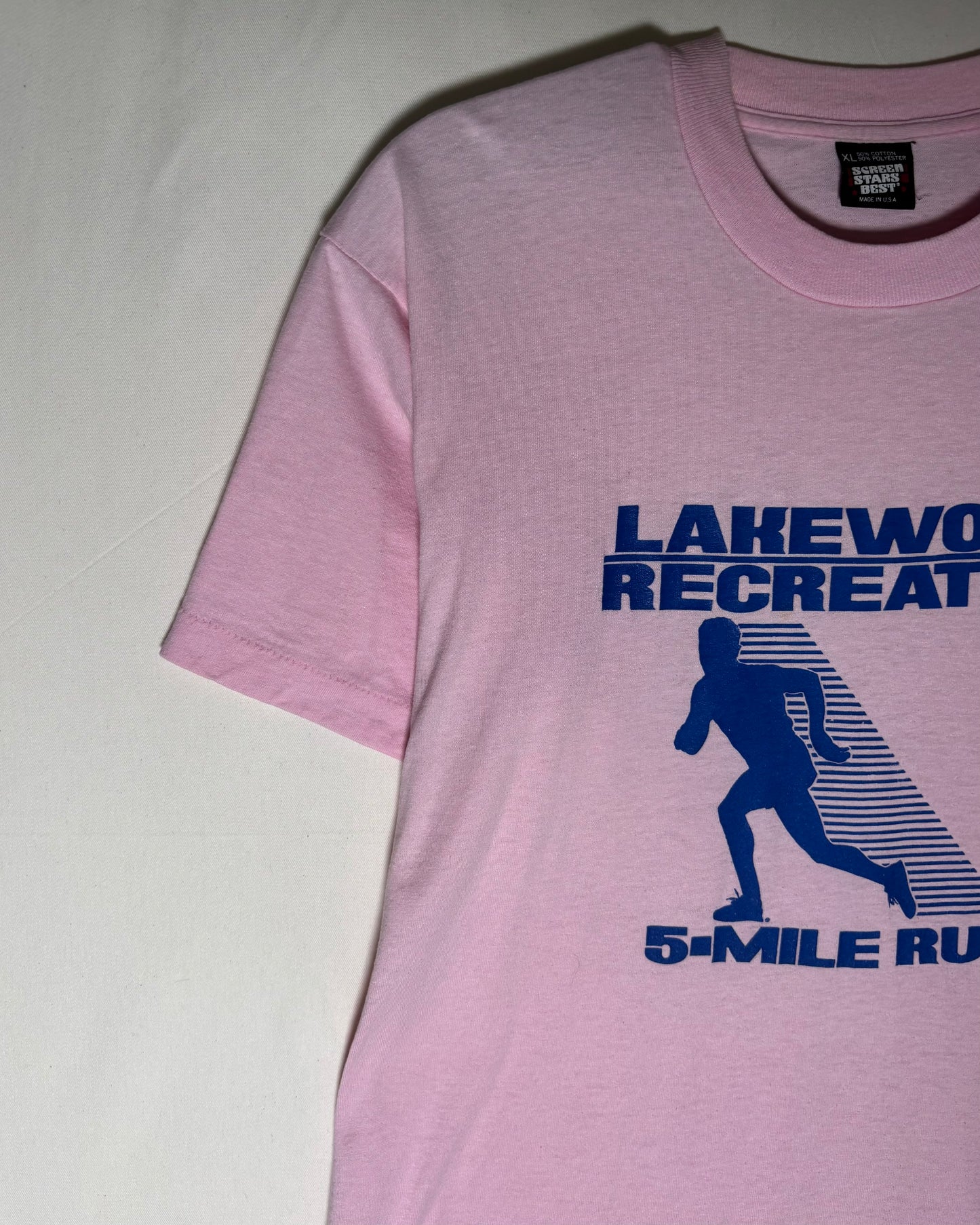 USA Made Lakewood Recreation 5-Mile Run T-Shirt / Pink