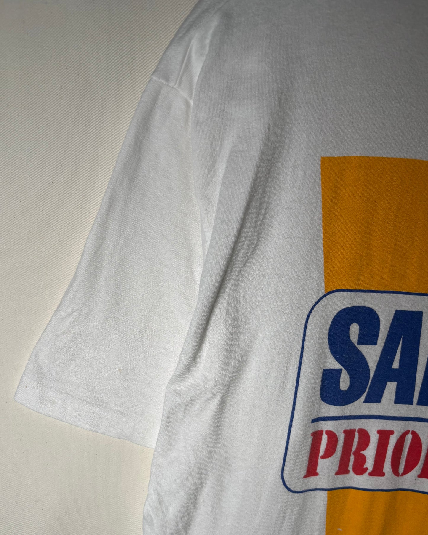 SAFETY PRIORITY ONE! Print T-Shirt / White