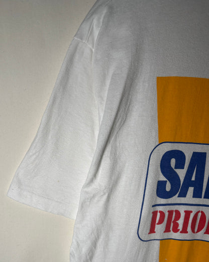 SAFETY PRIORITY ONE! Print T-Shirt / White