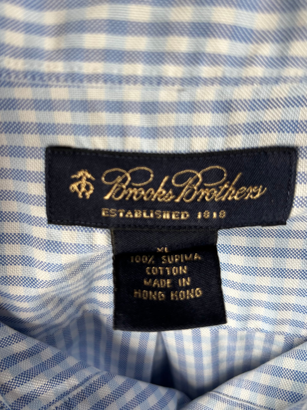 〈Brooks Brothers〉 Gingham Check Button Down Shirt Blue