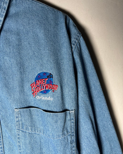 〈Planet Hollywood〉 Orlando Embroidered Denim Button-Down Shirt