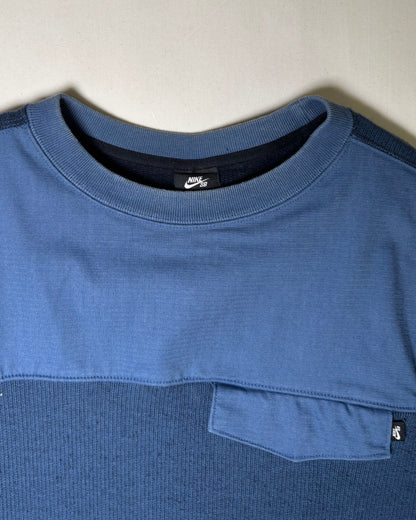 〈Nike SB〉 Two Tone Panel Pocket Crewneck Sweatshirt Blue