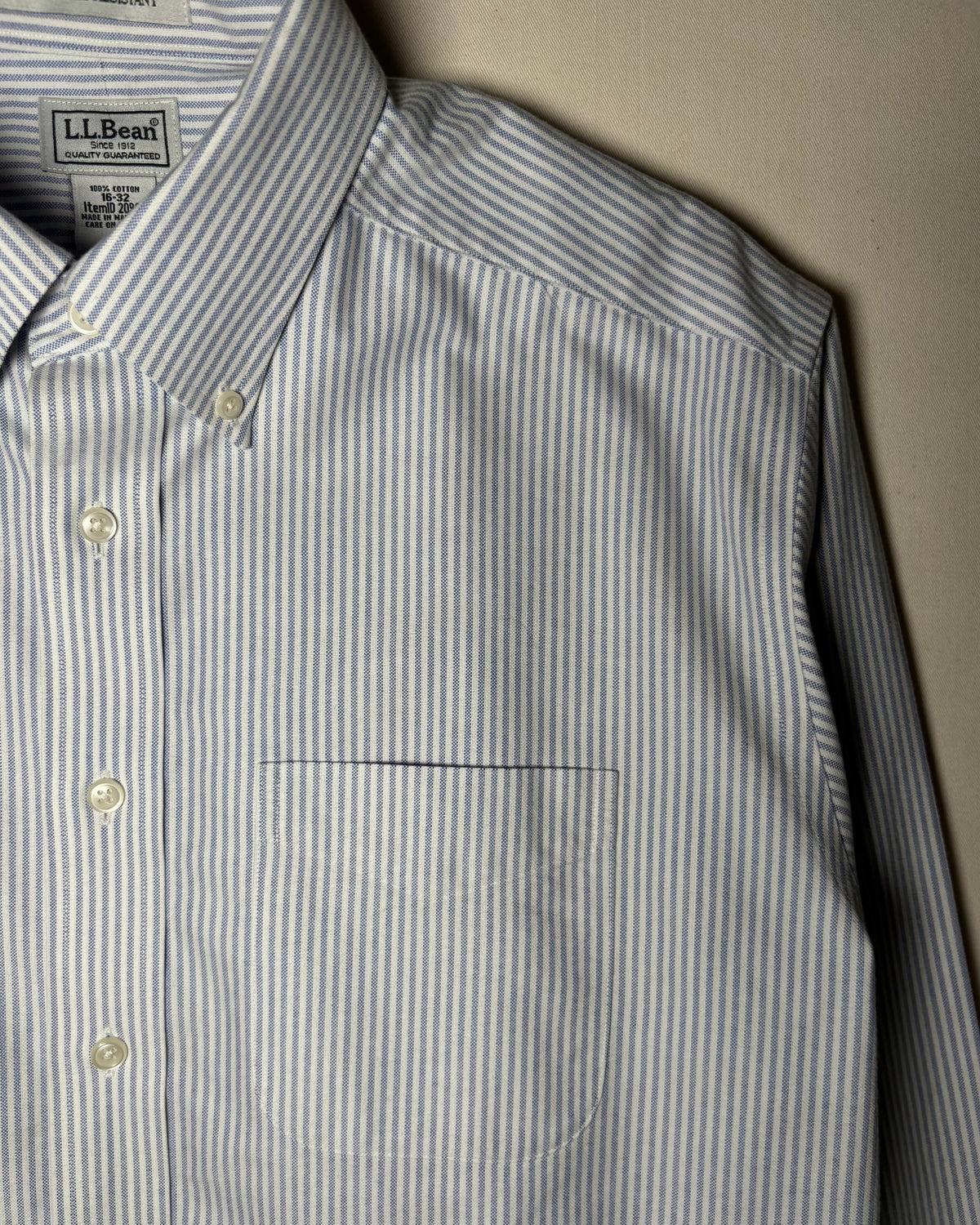 〈L.L.Bean〉 Striped Oxford Button Down Shirt Blue