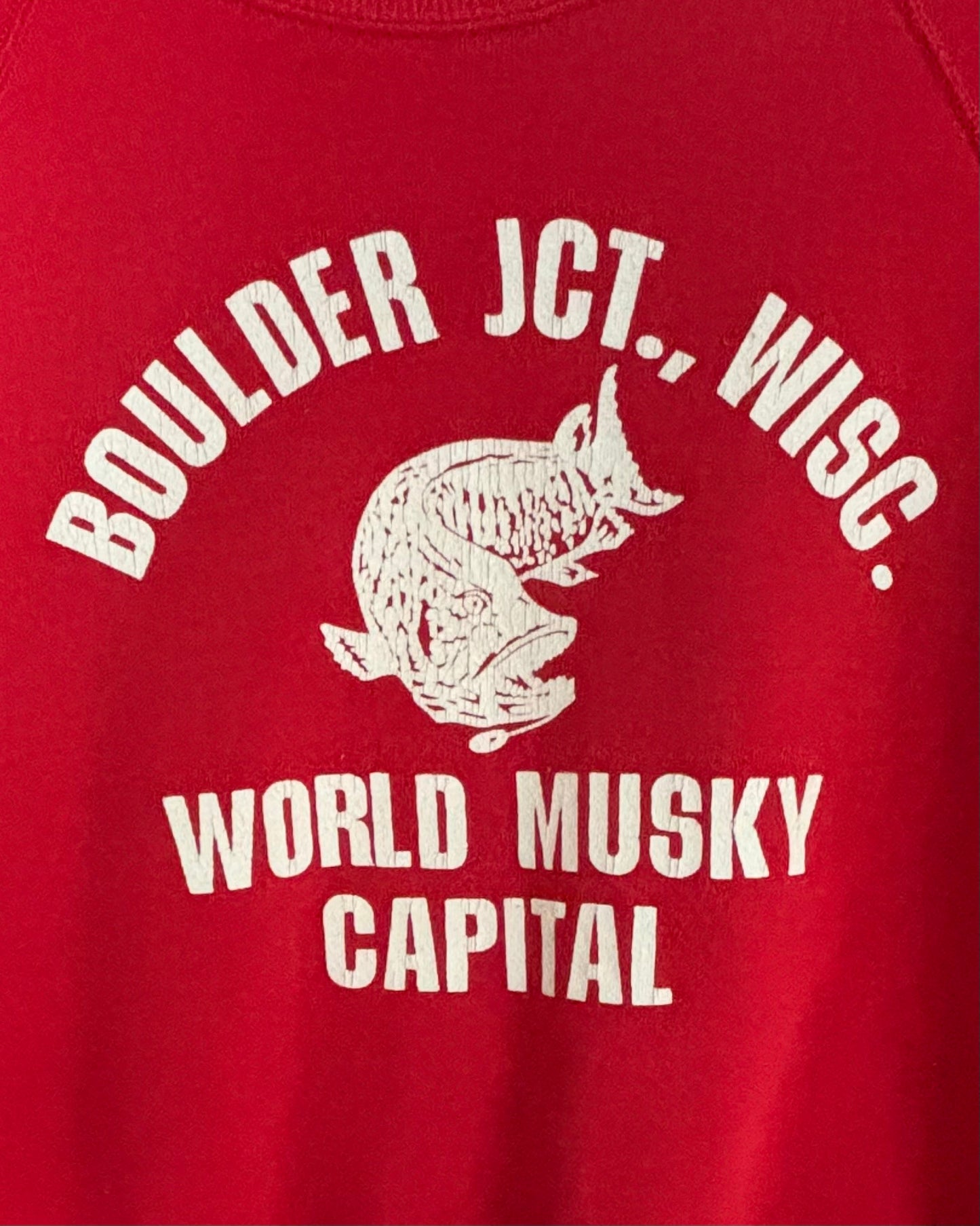 USA Made Musky Print Raglan Sweatshirt / Red