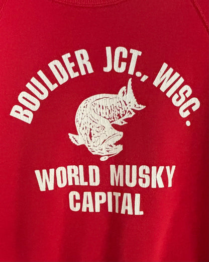 USA Made Musky Print Raglan Sweatshirt / Red