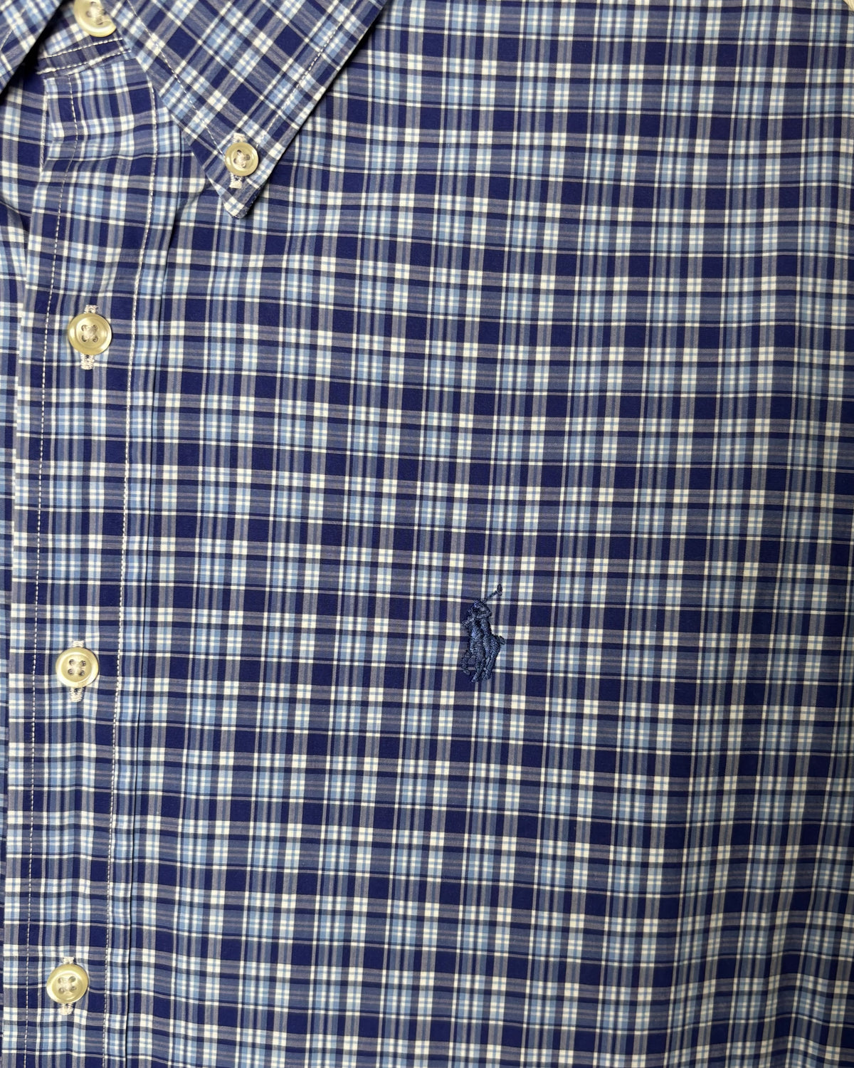 Ralph Lauren ネイビー ブルー チェック ボタンダウンシャツ XL 商品画像 3