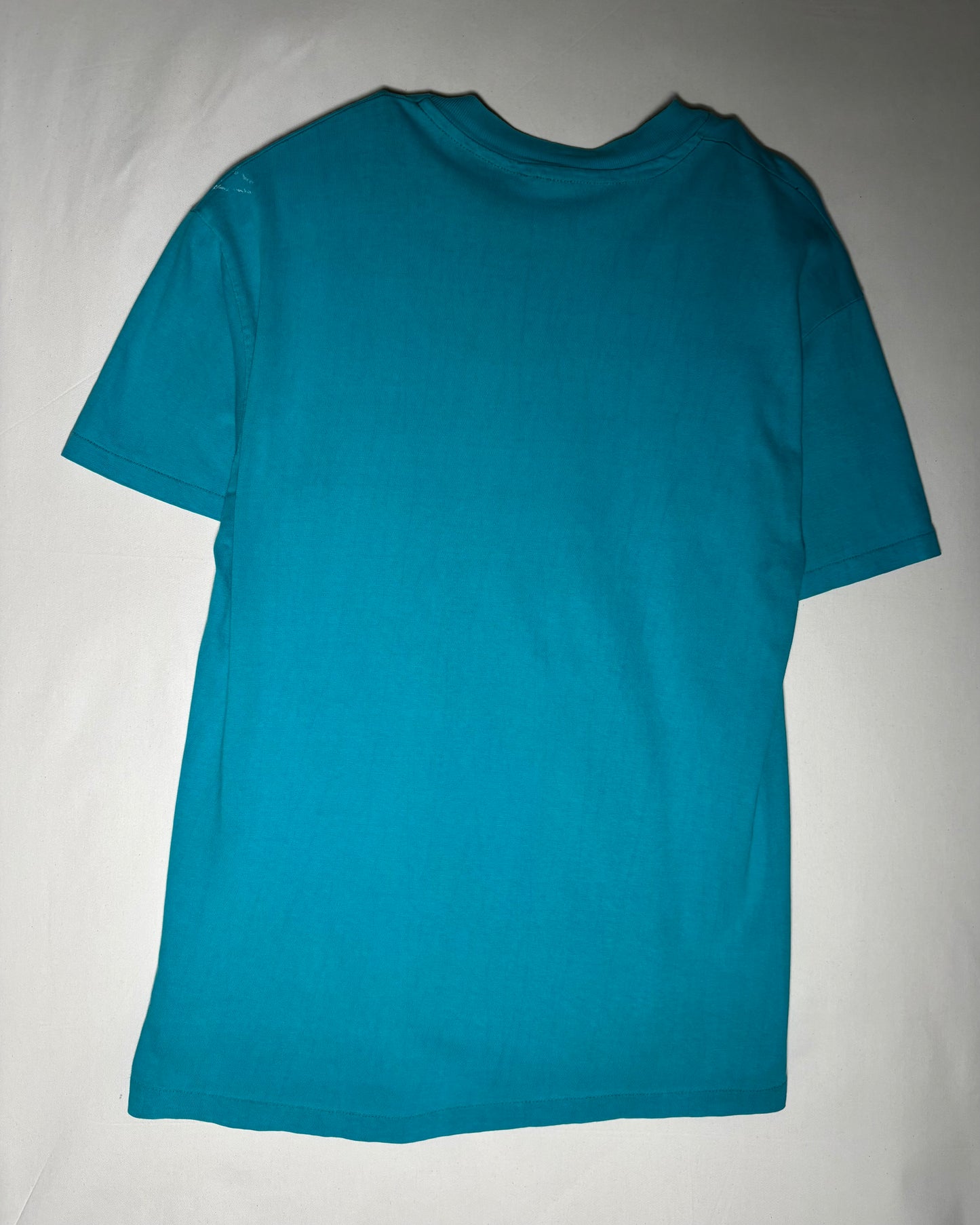 80s 〈Hanes〉 USA-Made The Woodworkers' Store Pocket T-Shirt - Turquoise Blue