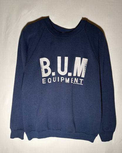 B.U.M. Equipment ネイビー ロゴプリント ラグランスウェット XL