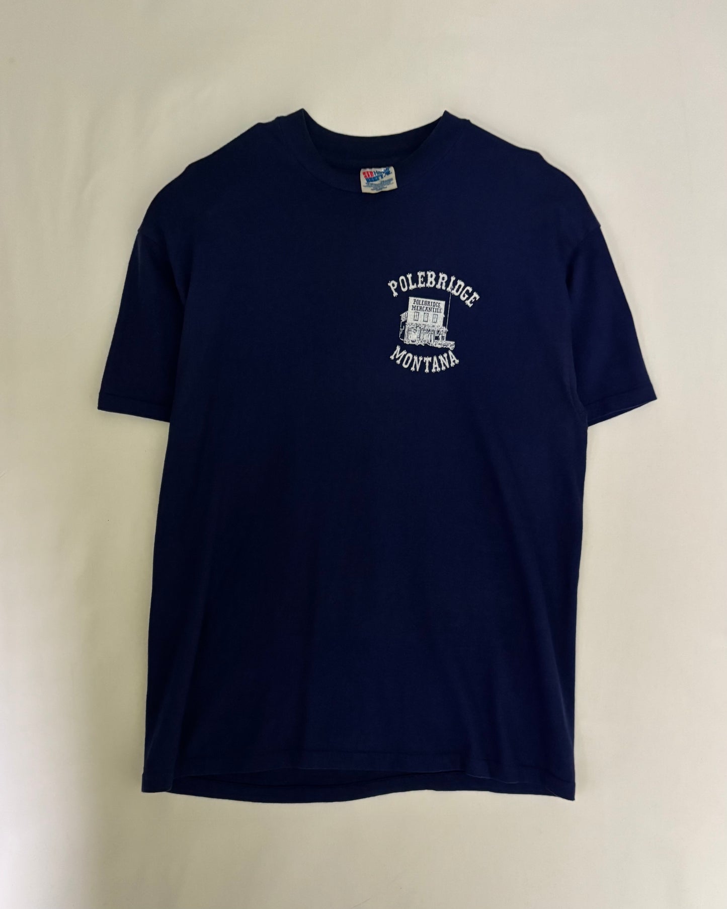 90s USA Made〈Hanes〉POLEBRIDGE MERCANTILE Souvenir Print T-Shirt