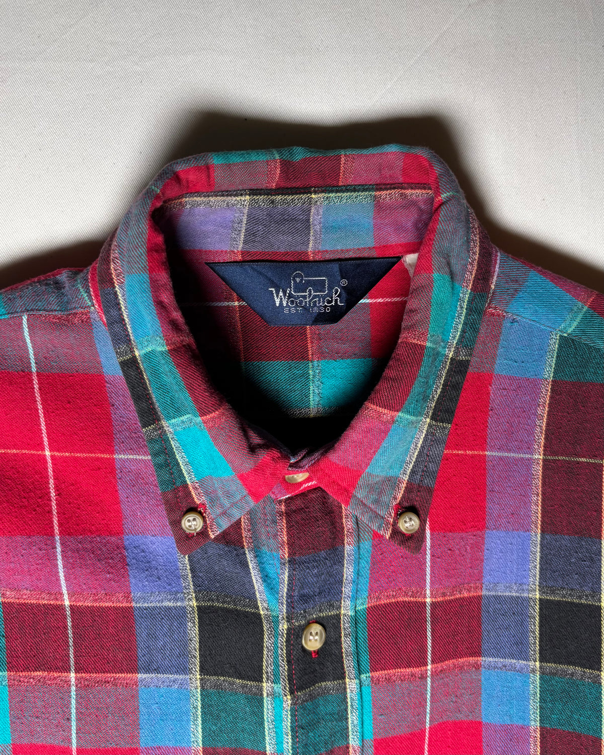 Woolrich レッド ティール チェック ボタンダウンシャツ 商品画像 2