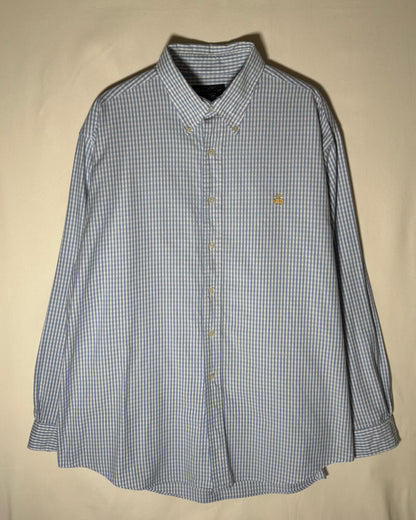〈Brooks Brothers〉 Gingham Check Button Down Shirt Blue