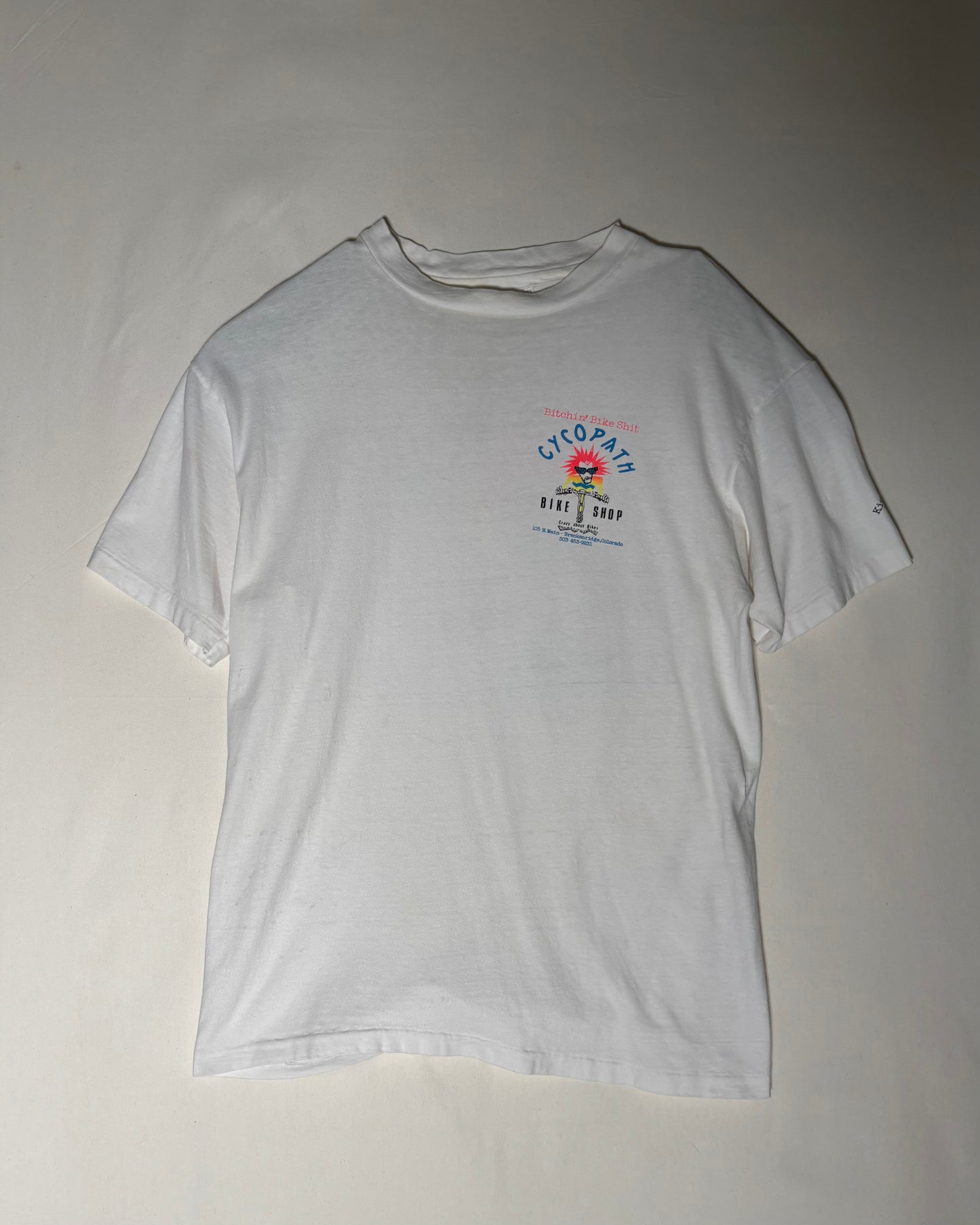 90s USA Made〈Hanes〉CYCOPATH BIKE SHOP Double-Sided Print T-Shirt