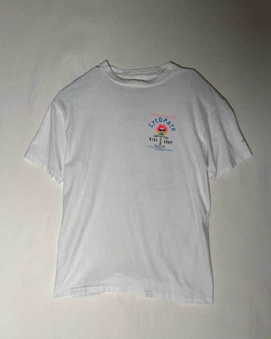 90s USA Made〈Hanes〉CYCOPATH BIKE SHOP Double-Sided Print T-Shirt